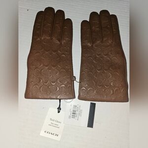 Coach Signature Quilted Leather Tech Gloves Sizes 6.5 NEW